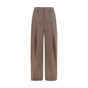 Brunello Cucinelli Women Virgin Wool Palazzo Pants With Monili Detail